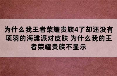 为什么我王者荣耀贵族4了却还没有项羽的海滩派对皮肤 为什么我的王者荣耀贵族不显示